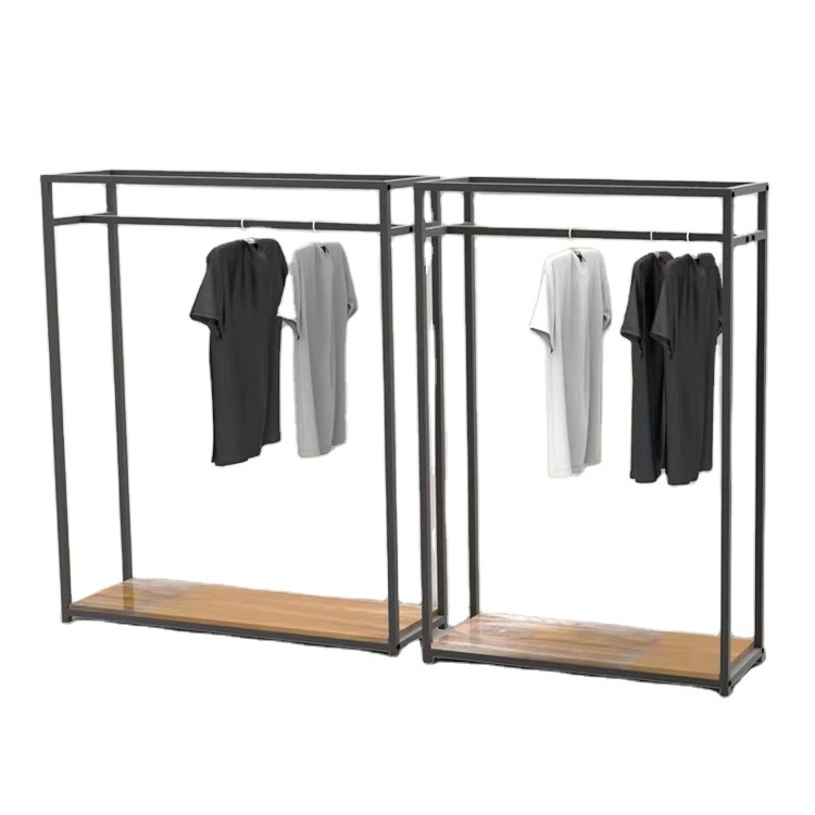 Metal floor stand for hanging clothes metal clothing store display stand clothes rack for shop