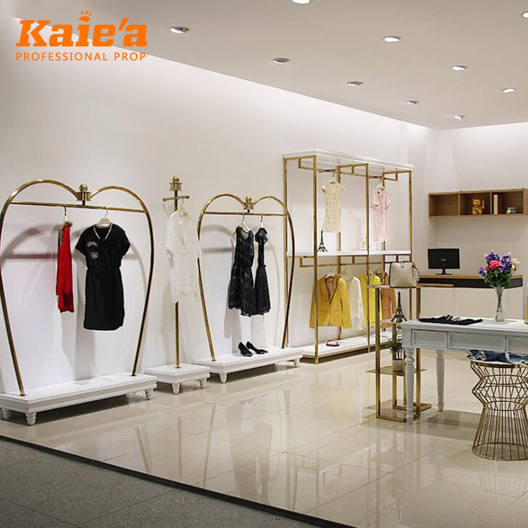 boutique clothing racks retail clothes rack Kaierda OEM shop display gold store display industrial garment rack stand display