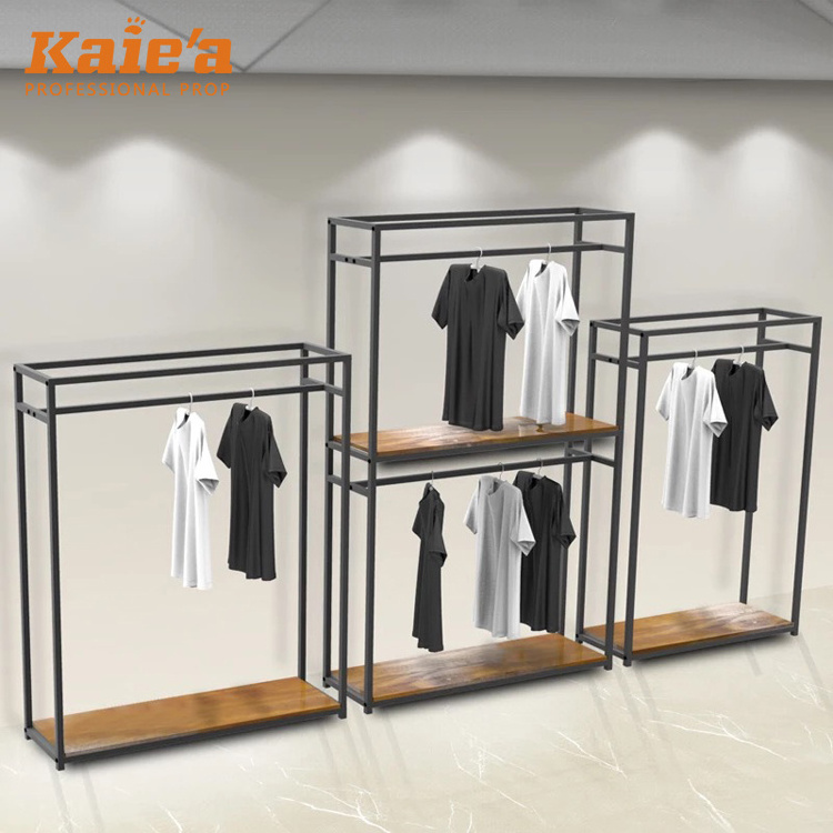 Metal floor stand for hanging clothes metal clothing store display stand clothes rack for shop