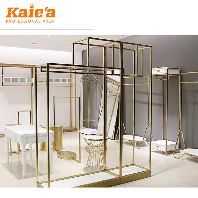 boutique clothing racks retail clothes rack Kaierda OEM shop display gold store display industrial garment rack stand display