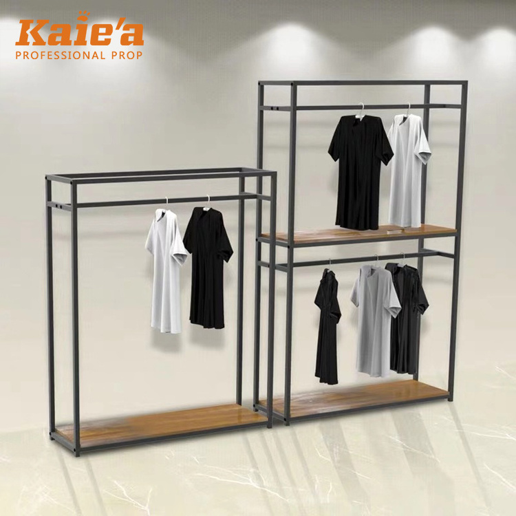 Metal floor stand for hanging clothes metal clothing store display stand clothes rack for shop