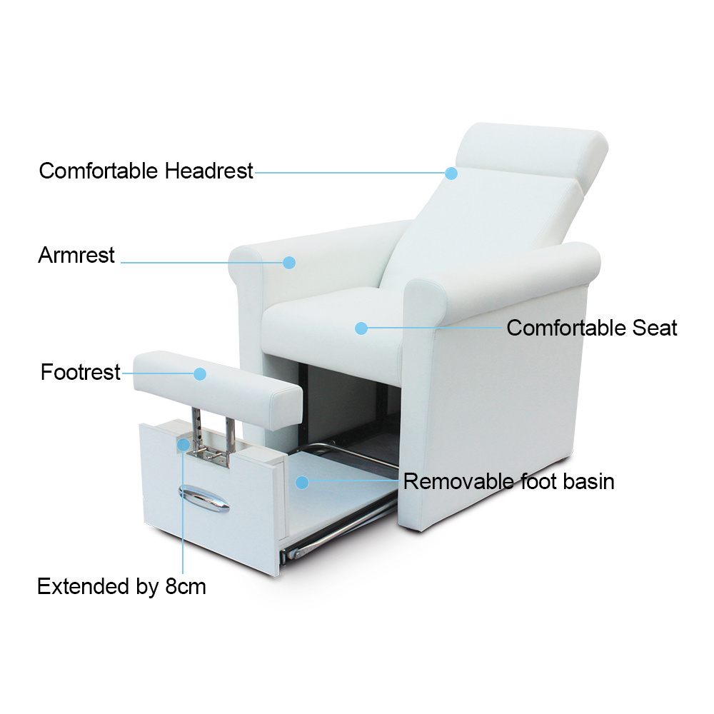 Cheap Price Modern White Beauty Nail Salon Reclining Portable No Plumbing Foot Spa Manicure Pedicure Chair for Sale