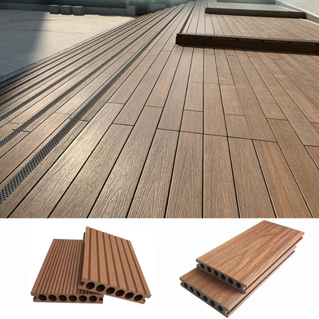 TAP & GO WPC Brushed Decking Board Wood Plastic Composite Decking interlocking floor tiles outdoor