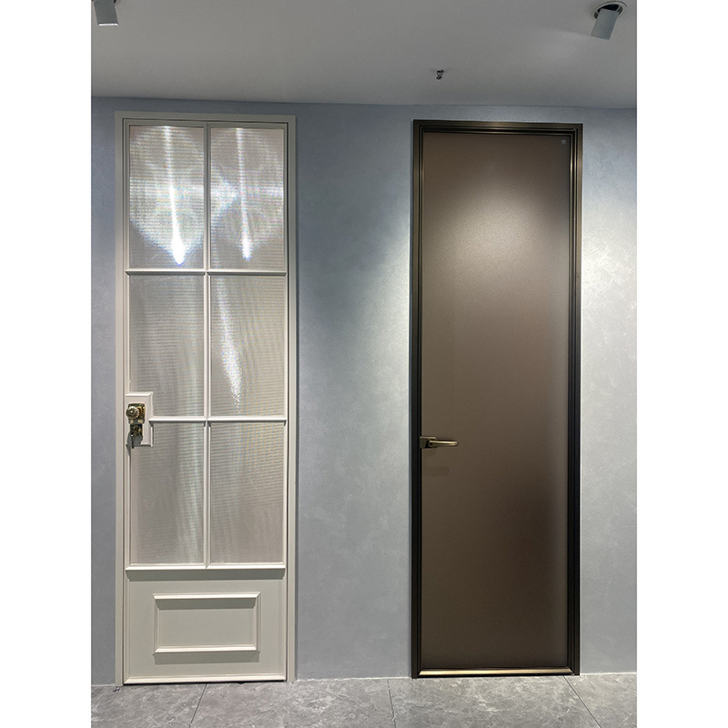 Factory Aluminum Interior Balcony French Door Narrow Frame Swing Out Door Metal Single Door