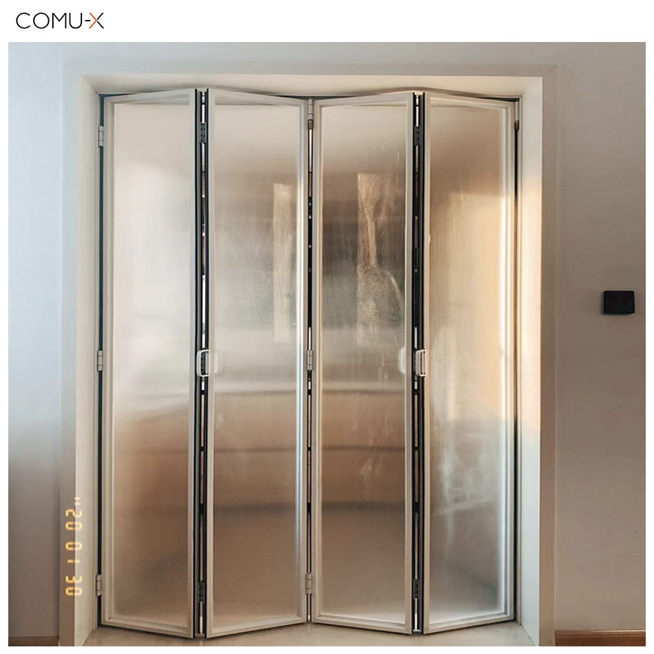 Custom Folding Screen Exterior Accordion Bifold Door Glass Sliding Patio Bi-Folding  Aluminum Door