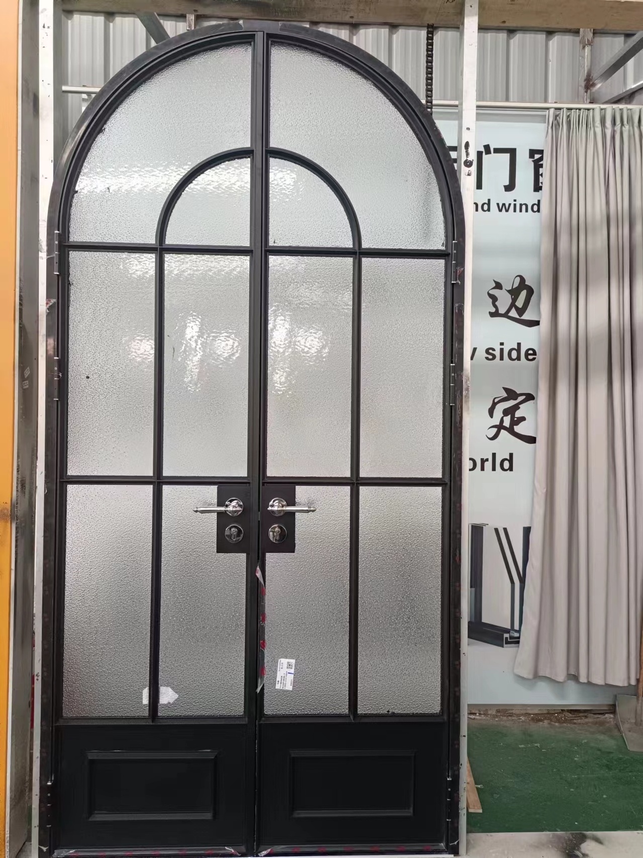 Custom Commercial Arched Entry french doors Glass Double Front Aluminum door Exterior Patio French Doors