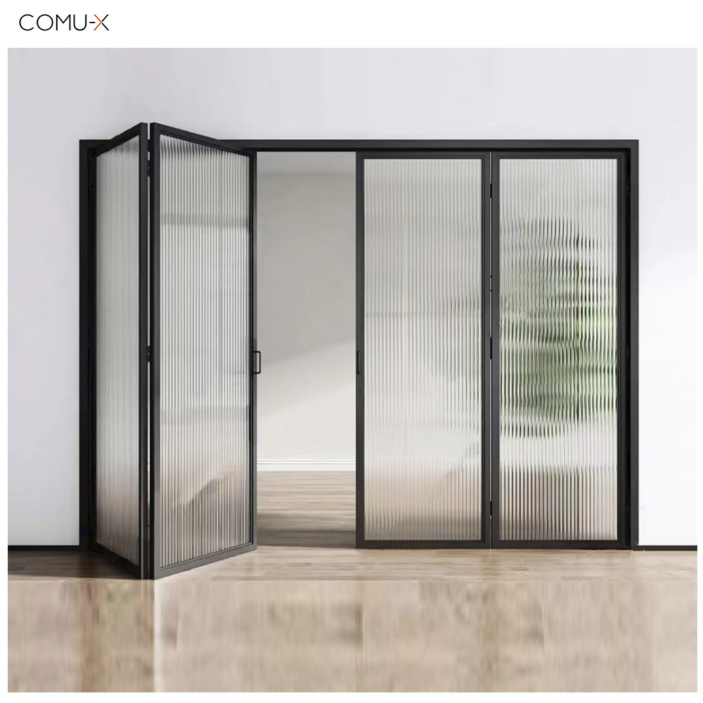 Custom Folding Screen Exterior Accordion Bifold Door Glass Sliding Patio Bi-Folding  Aluminum Door