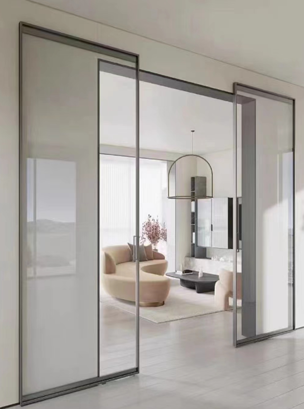 New Arrival Apartment Living Room Ghost Sliding Door With Rollers Kit Sliding Glass Door Hidden Trackless Door