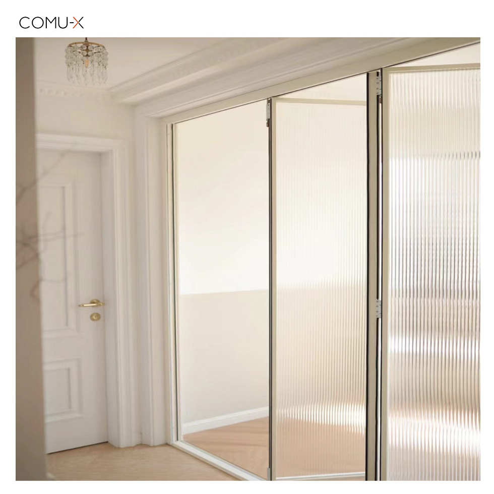 Metal Pleated Aluminum Folding Sliding Screen Door And Windows Folding Glass Accordion Window