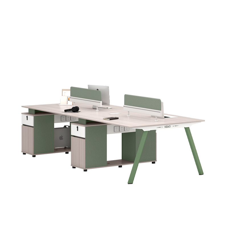 Customized Logo Can Be Printed Aluminum Partition Staff Desk Office Cubicle Modern Two Four People Workstation