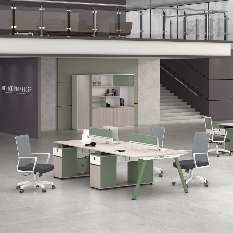 Customized Logo Can Be Printed Aluminum Partition Staff Desk Office Cubicle Modern Two Four People Workstation