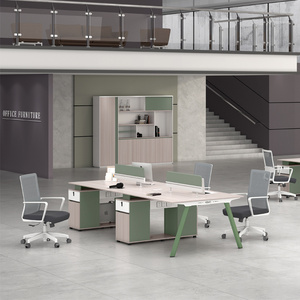 Customized Logo Can Be Printed Aluminum Partition Staff Desk Office Cubicle Modern Two Four People Workstation