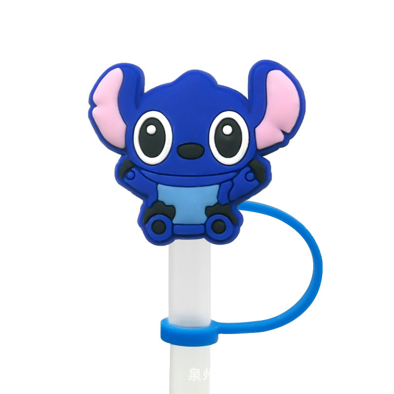 stitch new silicone custom straw topper charms for tumbers wholesale cute pvc set attachment straw topper