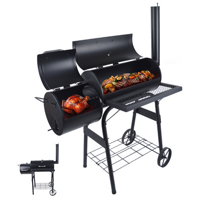 Heavy Duty Barrel Charcoal Barbeque Barbecue Grill Bbq Offset Charcoal Smoker With Chimney