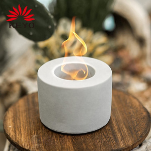 Indoor Round Portable Bio Ethanol Concrete Cement Fireplace Tabletop Fire Pit