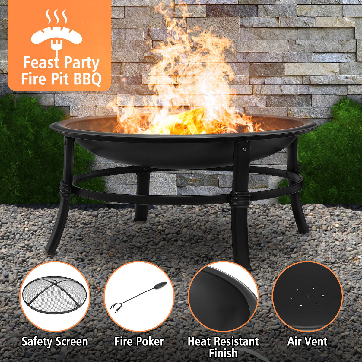 Routdoor Patio Fireplace Furniture Grill Metal Modern Wood Burning Garden Outdoor Firepit Fire Pit