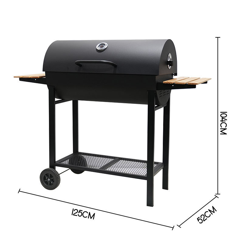 Heavy Duty Garden Barrel Trolley Barbecue Grill Outdoor Charcoal Bbq Grill Smoker Barbeque Grill With Lid