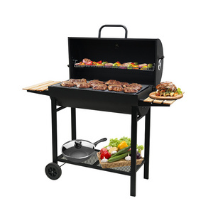 Heavy Duty Garden Barrel Trolley Barbecue Grill Outdoor Charcoal Bbq Grill Smoker Barbeque Grill With Lid