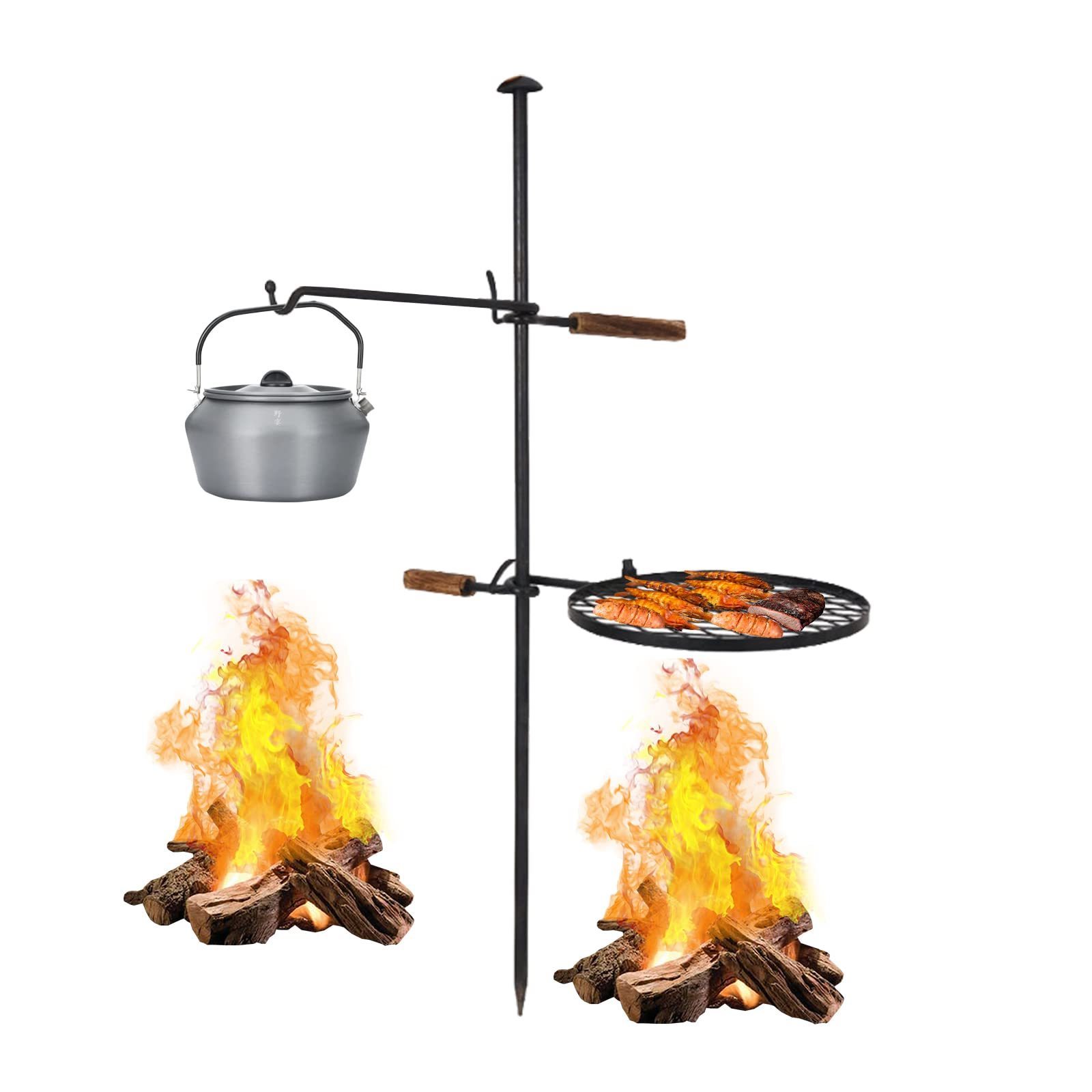 Campfire Fire Pit Open Fire Grill Adjustable Campfire Swing Grill Grate Over Fire Pit Swivel Campfire Grill For Barbecue Cooking