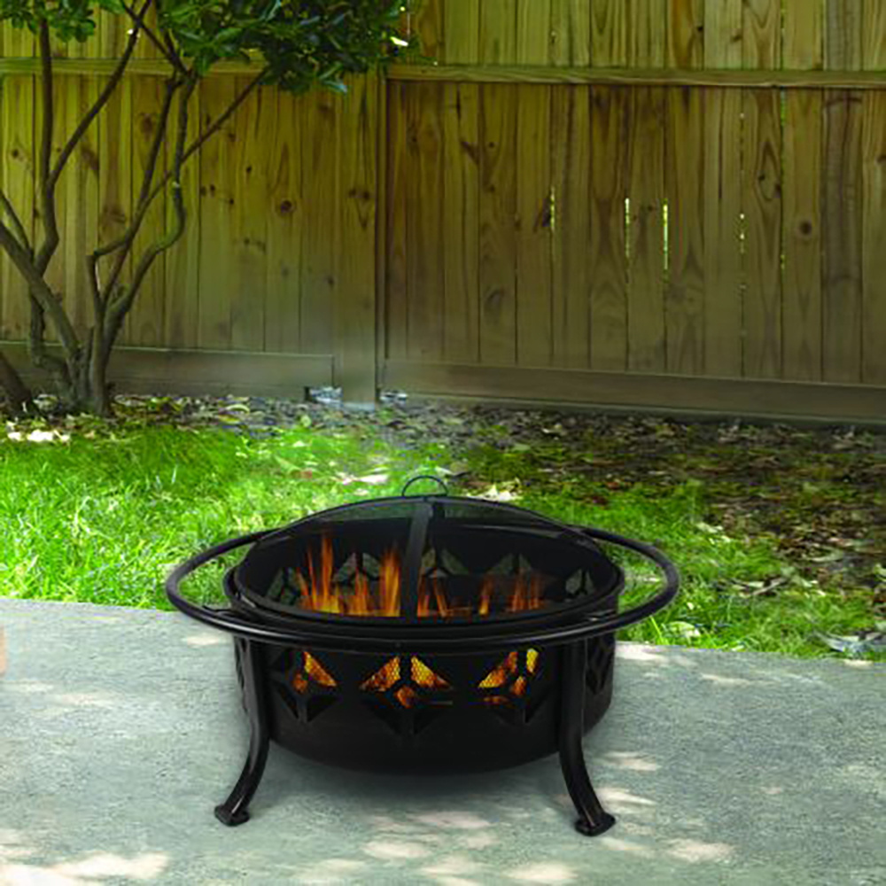 12 Inches Outdoor Patio Round Steel Firepit Deep Bowl Wood Burning Fire Pits