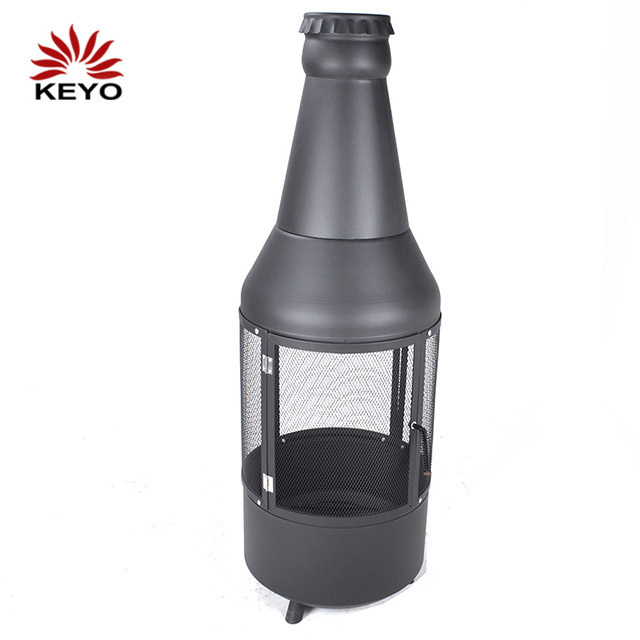 Garden Outdoor Firepit Wood Burning Charcoal Metal Beer Bottle Shaped Fire Pit