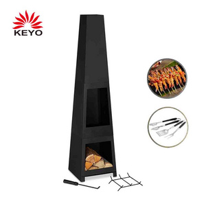 Keyo Easy Assemble Outdoor Garden Black Wood Burning steel Metal Fire Pit