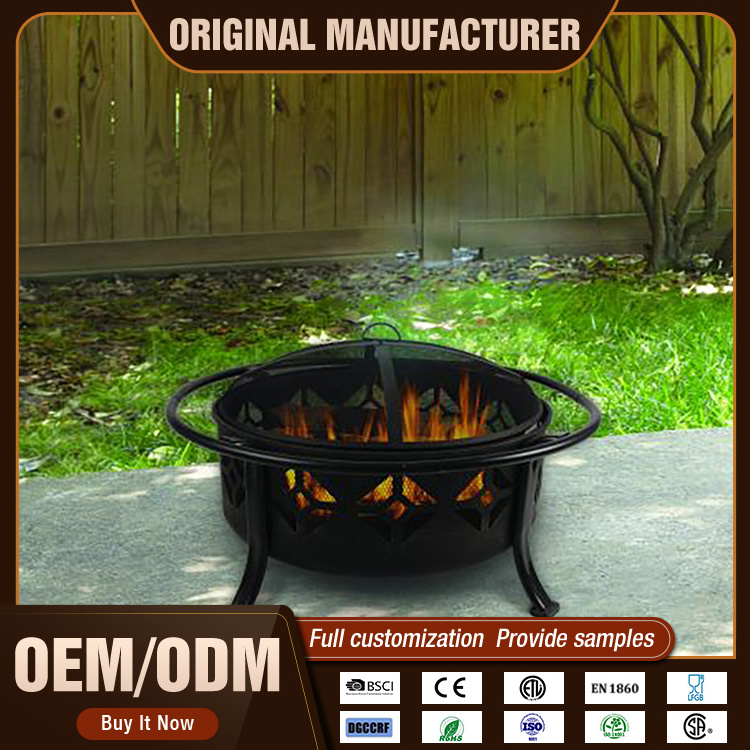 12 Inches Outdoor Patio Round Steel Firepit Deep Bowl Wood Burning Fire Pits