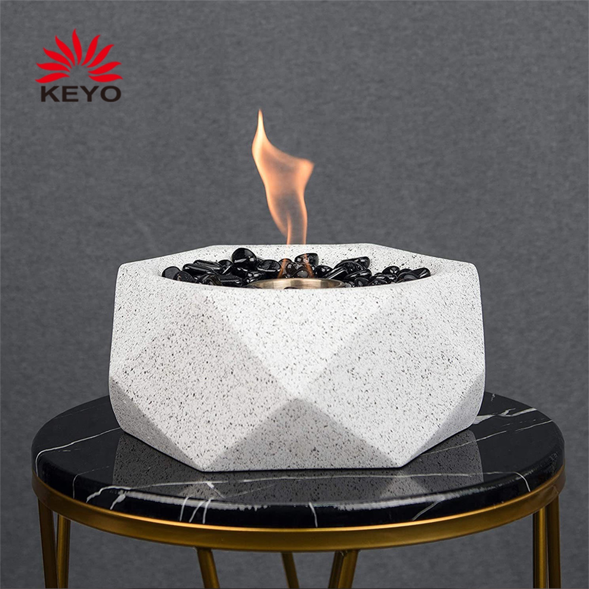 Wholesale portable outdoor table top bio ethanol fire pit concrete cement tabletop fireplace