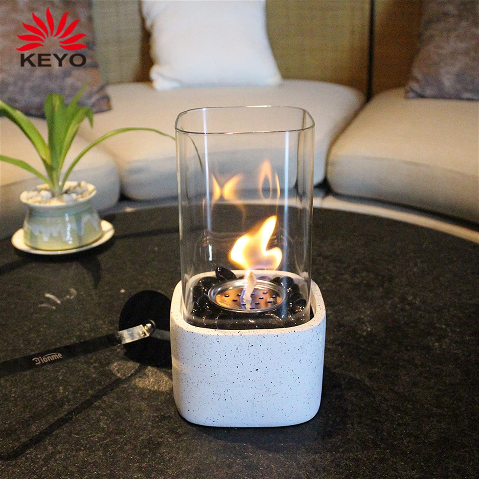 Mini Table Fire Pit  Outside Glass Bio Ethanol Tabletop Fireplace