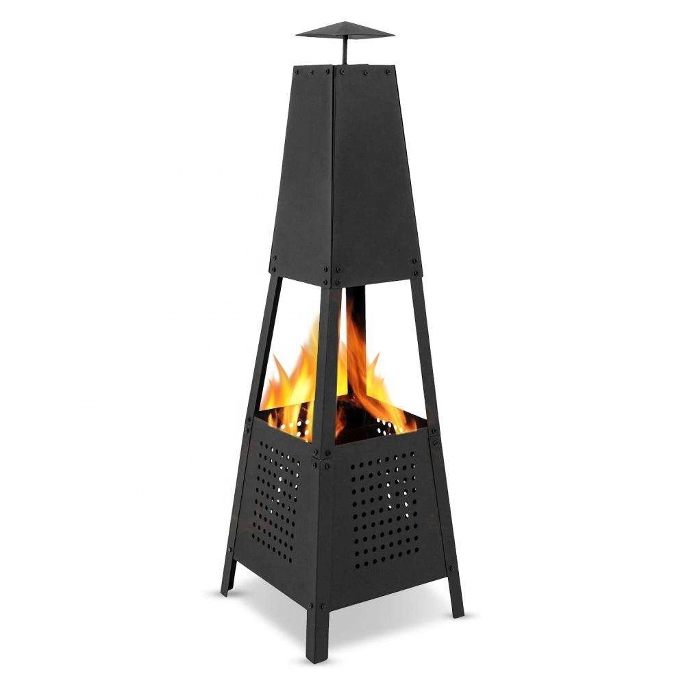 100 cm Pyramid Garden Fireplace Weatherproof  Patio Stove Terrace Chimney Wood Burning Outdoor Fireplaces