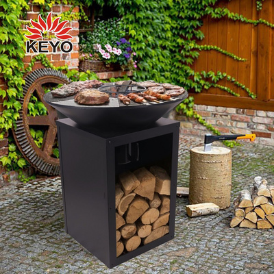 Garden Bbq Firepit Outdoor Firewood Brazier Vertical Standing Wood Burning Fire Pit Bbq Grill With Brasero Plancha Plate