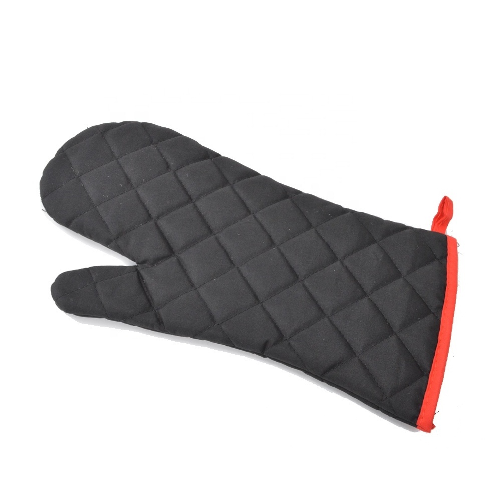 Short Sleeves Thick Black Cotton Heat Resistant Pot Holder Microwave Mitts Kitchen Cooking BBQ Baking Oven Gloves