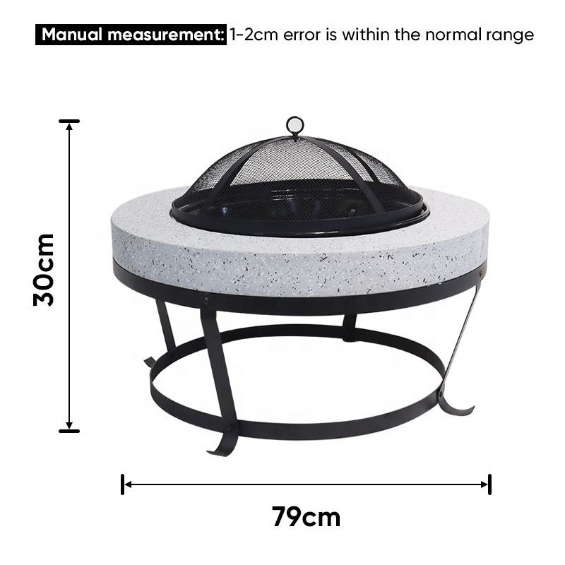 Functional MGO Firepit 70cm Round Iron Frame Metal Stand Grid Outdoor Camping Heating Barbecue Garden Wood Burning Fire Pit