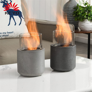 Indoor MINI personal table top Fire Pit Portable Fire Bowl round tabletop bio ethanol burner fireplace with glass cover