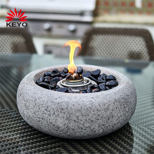 Morden Indoor Freestanding Round Tabletop Fire Pit Bio Fireplace Table Indoor Concrete Fireplaces