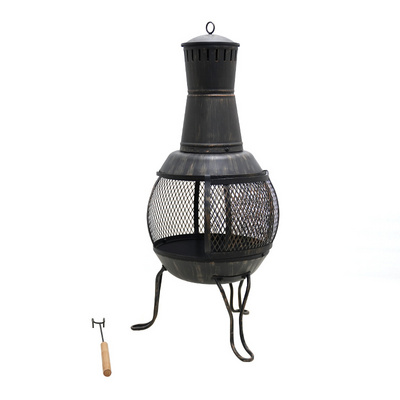 Steel Chiminea Outdoor Fire Pit Patio Garden Dome Fireplace Outdoor Heater Log Burner Vintage brazier with charcoal grate