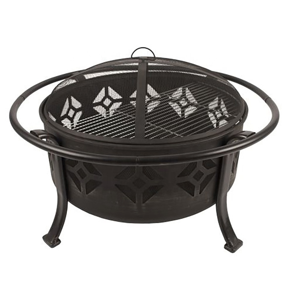 12 Inches Outdoor Patio Round Steel Firepit Deep Bowl Wood Burning Fire Pits