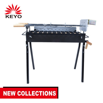 Outdoor Garden Barbecue Grill Black Four Legs Barbeque Grill Electric Automatic Rotating Skewer Charcoal Bbq Grill