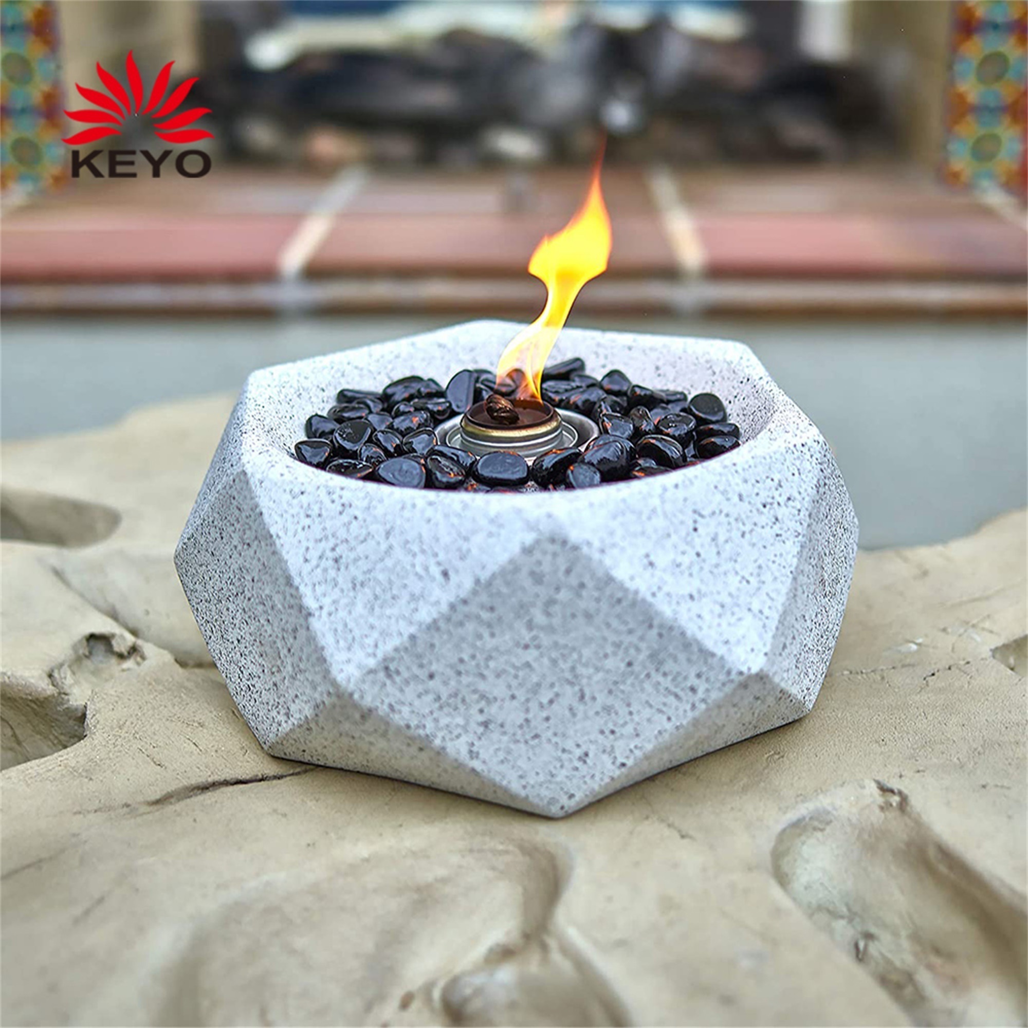 Wholesale portable outdoor table top bio ethanol fire pit concrete cement tabletop fireplace