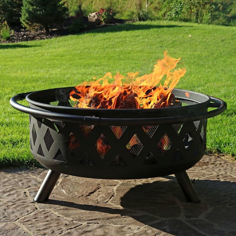 Outdoor Fire Pit - 36 Inch Large Bonfire Wood Burning Patio & Backyard Firepit