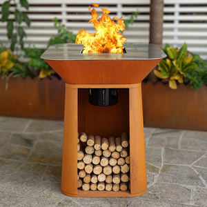 Corten Steel Fire Pit Bbq Grills Outdoor Rust Corten Bbq Firewood Brazier Outdoor Garden Rust Corten Fire Pit With Bbq Grill