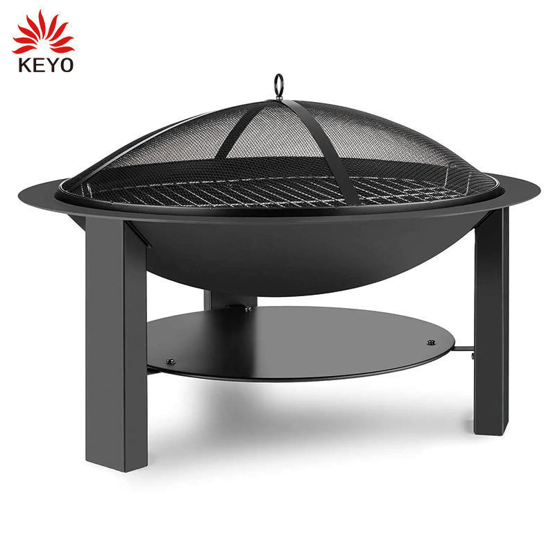 30 Inch Fireplace Weather Resistant Fire Bowl Solid Cast Iron Garden Brazier Fire Pit with Griddle Pan