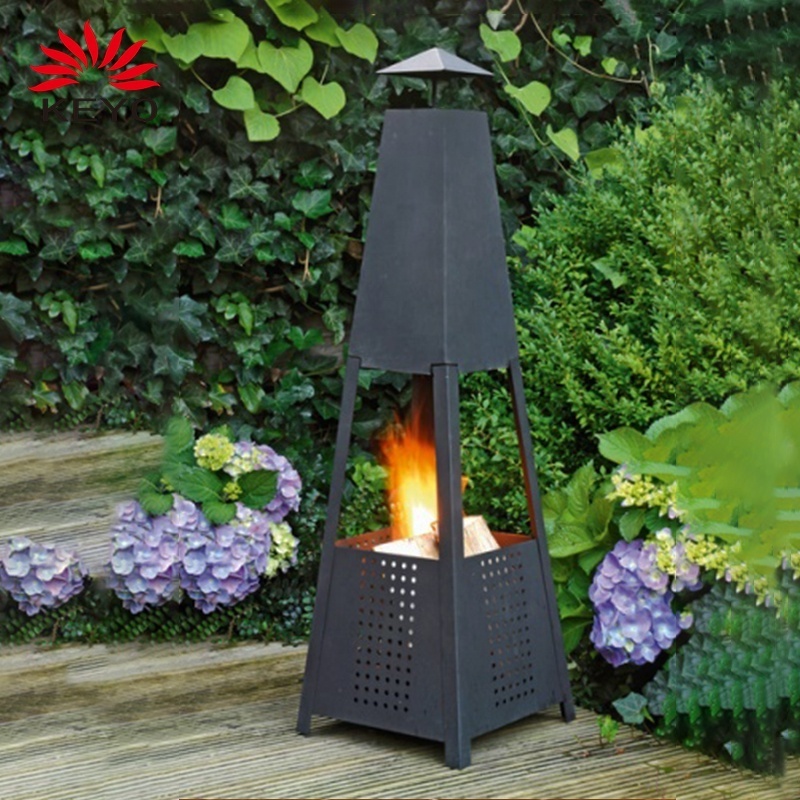 100 cm Pyramid Garden Fireplace Weatherproof  Patio Stove Terrace Chimney Wood Burning Outdoor Fireplaces