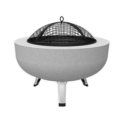 Mgo Outdoor Backyards Round Garden Fire Pit Patio Firewood Brazier Fire Bowl Wood Burning Firepits With Bbq Function