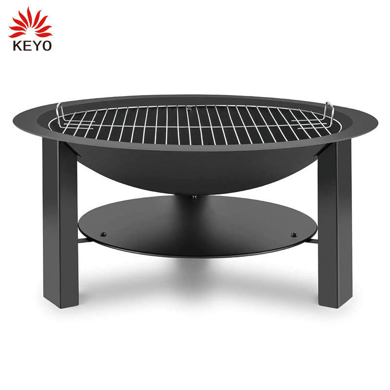 30 Inch Fireplace Weather Resistant Fire Bowl Solid Cast Iron Garden Brazier Fire Pit with Griddle Pan