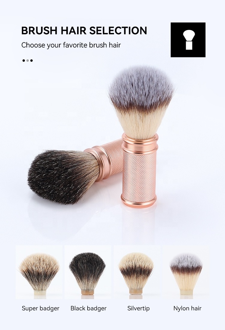 OEM/ODM Mens Razor Brush Gift Nylon Hairs Badger Hair Metal Handle Shaving Brush