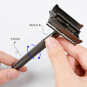 Eco Friendly Manual Hair Shaving Black Double Edge Blade Safety Metal Butterfly Open Razor