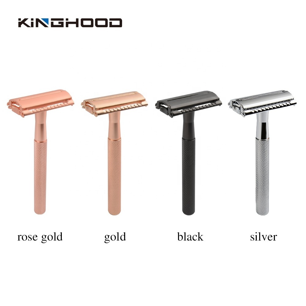 Eco Friendly Manual Hair Shaving Black Double Edge Blade Safety Metal Butterfly Open Razor