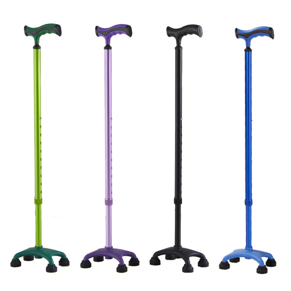 Walking Aids Hospital 4-foot Alloy Tetrapod Aluminium Disabled Elderly Old Man Titanium Walking Stick Cane For Blind Price