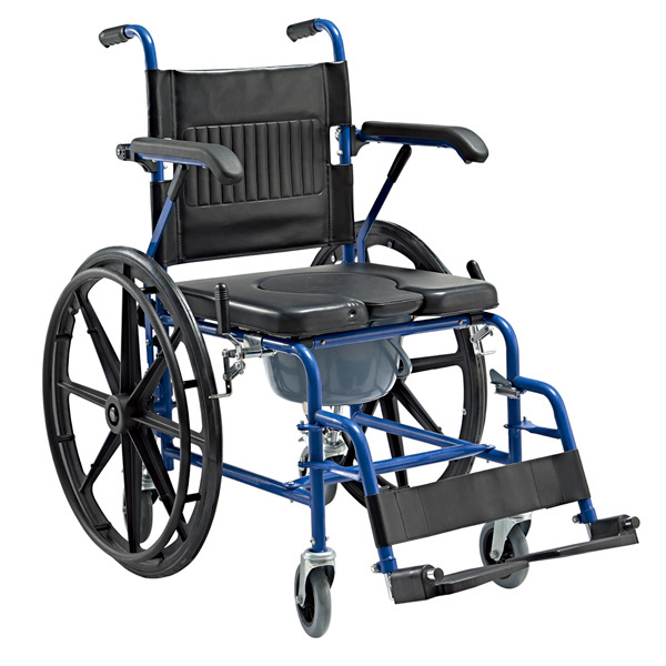 Multifunctional detached mag wheel Transport Lightweight with Commode Wheel Chair Folding manual steel Commode Wheelchair